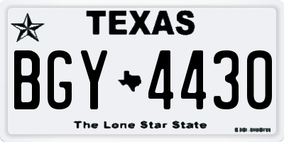 TX license plate BGY4430
