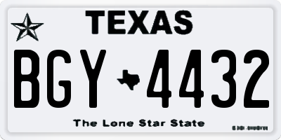 TX license plate BGY4432