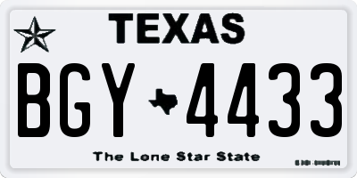 TX license plate BGY4433