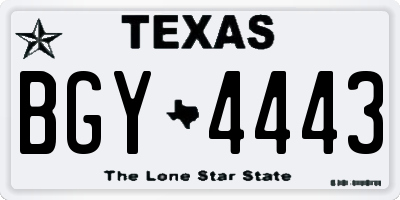 TX license plate BGY4443