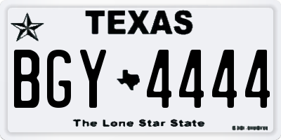 TX license plate BGY4444