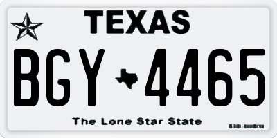 TX license plate BGY4465