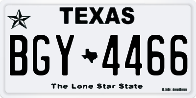 TX license plate BGY4466
