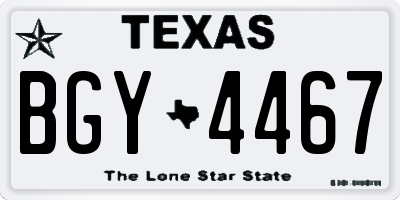 TX license plate BGY4467