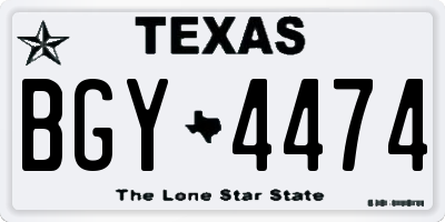 TX license plate BGY4474