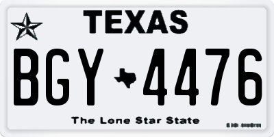 TX license plate BGY4476