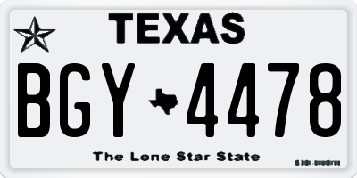 TX license plate BGY4478