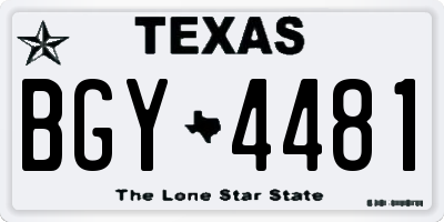TX license plate BGY4481