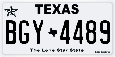 TX license plate BGY4489