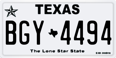 TX license plate BGY4494