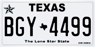 TX license plate BGY4499