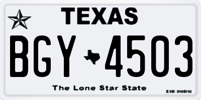 TX license plate BGY4503
