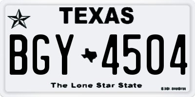 TX license plate BGY4504