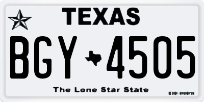 TX license plate BGY4505