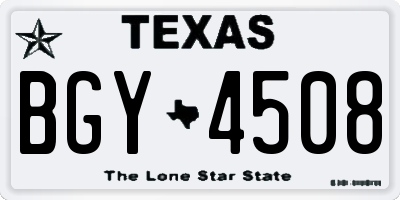 TX license plate BGY4508