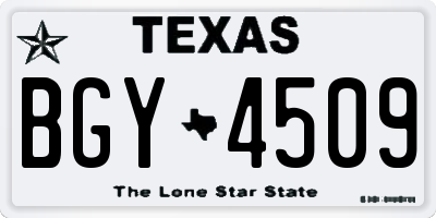 TX license plate BGY4509