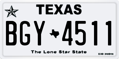 TX license plate BGY4511