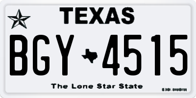 TX license plate BGY4515