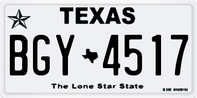 TX license plate BGY4517