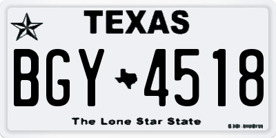 TX license plate BGY4518
