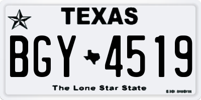 TX license plate BGY4519