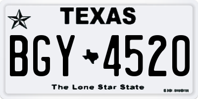 TX license plate BGY4520