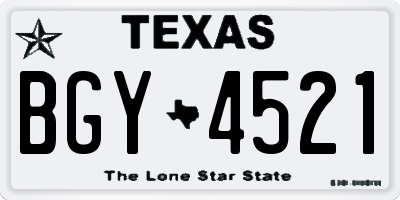 TX license plate BGY4521