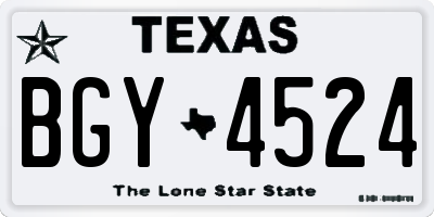 TX license plate BGY4524
