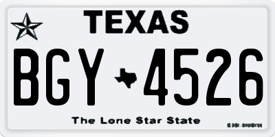TX license plate BGY4526