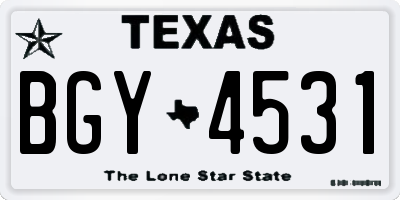 TX license plate BGY4531