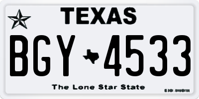 TX license plate BGY4533