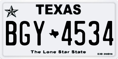 TX license plate BGY4534