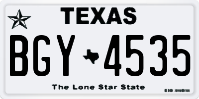 TX license plate BGY4535