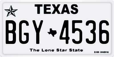 TX license plate BGY4536