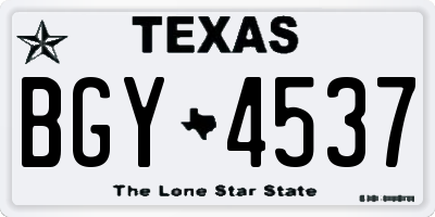 TX license plate BGY4537