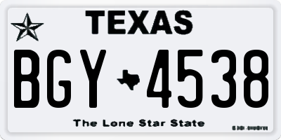 TX license plate BGY4538