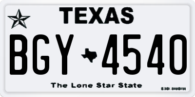 TX license plate BGY4540