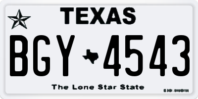 TX license plate BGY4543