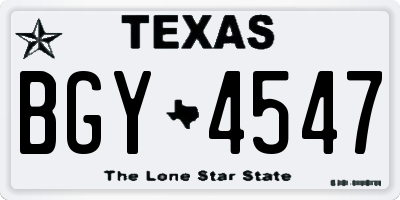 TX license plate BGY4547