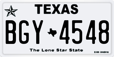 TX license plate BGY4548