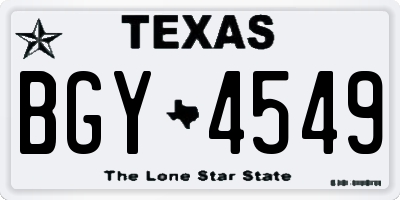TX license plate BGY4549
