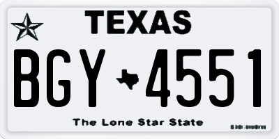TX license plate BGY4551