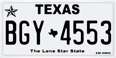 TX license plate BGY4553