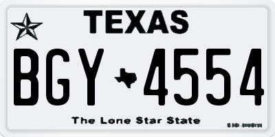 TX license plate BGY4554