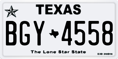 TX license plate BGY4558