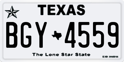 TX license plate BGY4559