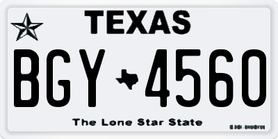 TX license plate BGY4560