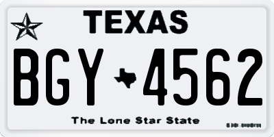 TX license plate BGY4562
