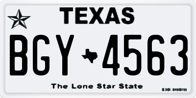 TX license plate BGY4563