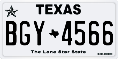 TX license plate BGY4566
